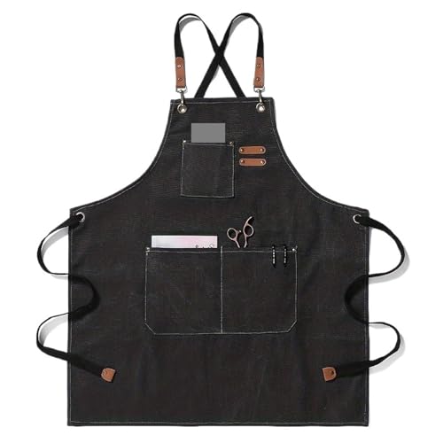 Arbeitsschürze 2pcs Cross Back Aprons For Woman Men Chef Work Apron For Restaurant Bar Shop Cafes Beauty Nails Studios Uniform Decor Tools(Black) von ANQKYO