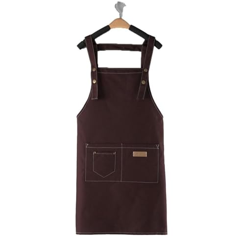 Arbeitsschürze 2pcs Kitchen Cooking Aprons With Pockets Adjustable Waterproof Canvas Apron Foldable Overalls For Home Kitchen Garden(Coffee) von ANQKYO