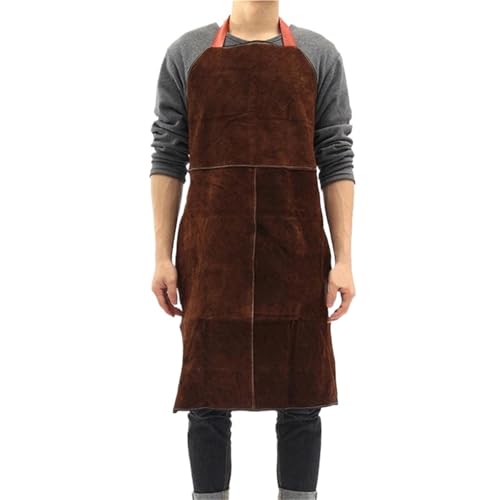 Arbeitsschürze 2pcs Welding Aprons Protective Welder Thermal Protection Workwear Leather Welder Protective Apron(Brown) von ANQKYO