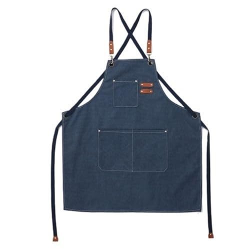 Arbeitsschürze Generic Apron Man Woman Canvas Aprons Work Clothes With Pockets For Restaurant Kitchen Waiter Work Apron(Blue) von ANQKYO