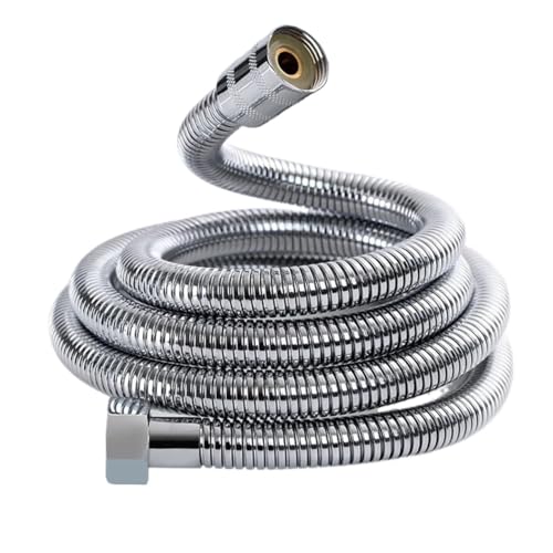 Duschschlauch aus Edelstahl 304, Wasserhahnschlauch, flexibler, dicker Silikon-Badezimmer-Duschschlauch FüR Badarmaturen(Silver,3.0m) von ANQKYO