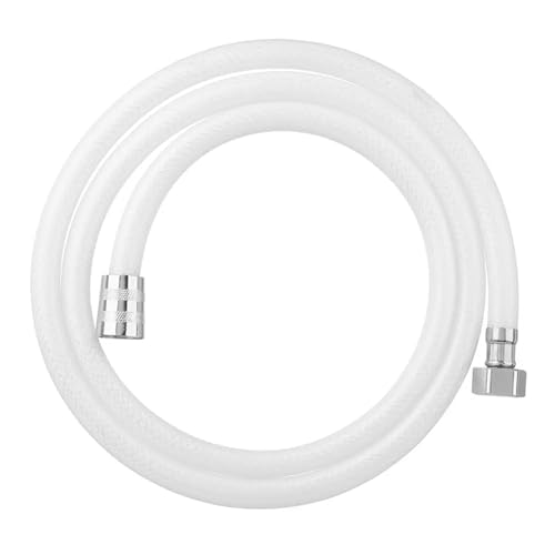 PVC-Hochdruck-Brauseschlauch aus silberfarbenem und weißem PVC, glatt, for Badewanne, Handbrause, flexibler Duschschlauch, 360-Grad-Drehung FüR Badarmaturen(White,2.0M) von ANQKYO