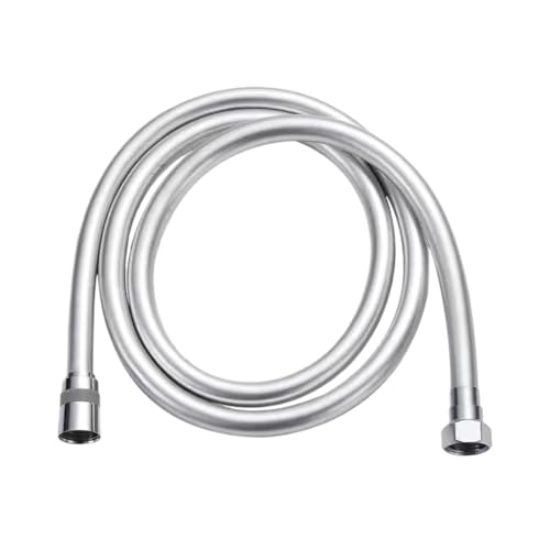 PVC-Hochdruck-Brauseschlauch for Badezimmer, Handkopf, glattes, 360° flexibles Duschrohr FüR Badarmaturen(Silver,200cm) von ANQKYO