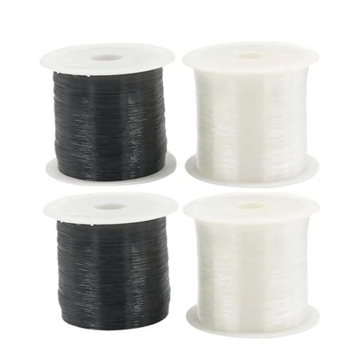 Unelastischer Nylonfaden for Basteln von Perlen, Armbändern, Schmuck, Hochzeiten, Kleidung, Nähen FüR Basteln(2 White 2 Black) von ANQKYO
