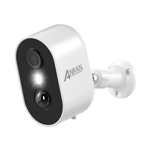 ANRAN 2K HD Überwachungskamera Aussen Akku, 3MP Batteriebetriebene Kamera Outdoor mit PIR-Bewegungserkennung, Spotlight, Farbnachtsicht, 2-Wege-Audio, C2 Weiß von ANRAN
