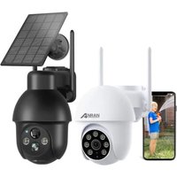 Anran - Q03 Überwachungskamera Aussen Akku mit Solarpanel 3MP Überwachungskamera + 5-Megapixel-weiße P3-Kabelüberwachungskamera von ANRAN