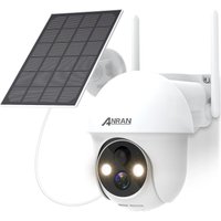 Anran - berwachungskamera Akku außen 3MP wlan 360 Grad Schwenkbare Dome Kamera mit Solarpanel, pir Bewegungserkennung mit Flutlicht und Alarm, von ANRAN