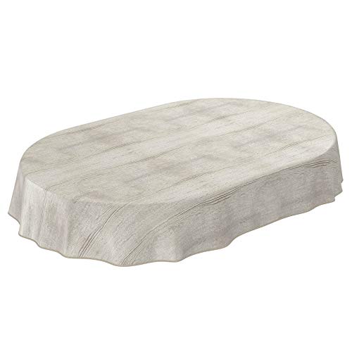 ANRO Abwaschbare Tischdecke Holz Braun – Oval mit Einfassung – Wachstuch mit Rand, pflegeleicht 180 x 140 cm (Oval) von ANRO