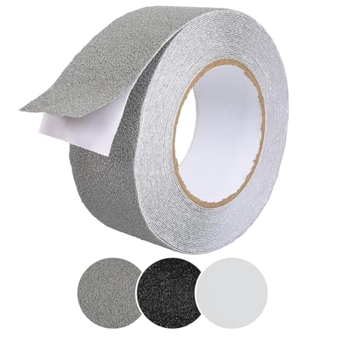ANRO Antirutsch Klebeband Streifen Selbstklebend rutschfest Stufen Treppen Grip-Band PVC für Innen & Außenbereich Rolle Grau 5cm x 10m von ANRO
