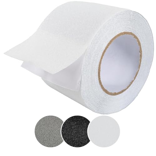 ANRO Antirutsch Klebeband Streifen Selbstklebend rutschfest Stufen Treppen Grip-Band PVC für Innen & Außenbereich Rolle Halbtransparent 10cm x 10m von ANRO