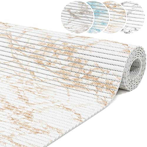 ANRO Badematte Weichschaummatte Bad- und Duschvorleger Antirutsch Badläufer Marmor Beige 400x65cm von ANRO