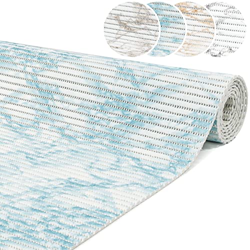 ANRO Badematte Weichschaummatte Bad- und Duschvorleger Antirutsch Badläufer Marmor Blau 1000x65cm (10m) von ANRO