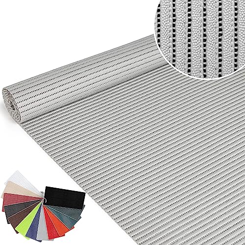 ANRO Badematte Weichschaummatte Bad- und Duschvorleger Antirutsch Badläufer Uni Hellgrau 1500x65cm (15m) von ANRO