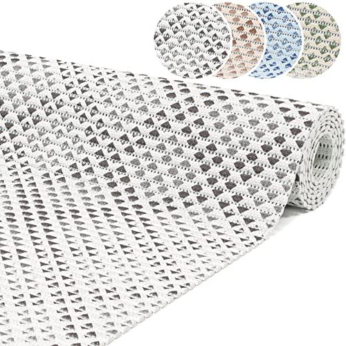 ANRO Badematte Weichschaummatte Bad- und Duschvorleger Antirutsch Badläufer Uni Karo Grau 1500x65cm (15m) von ANRO