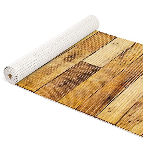 ANRO Badematte Weichschaummatte Bad- und Duschvorleger Teppich Antirutsch Badläufer Holz Diele Braun 1500x65cm (15m) von ANRO