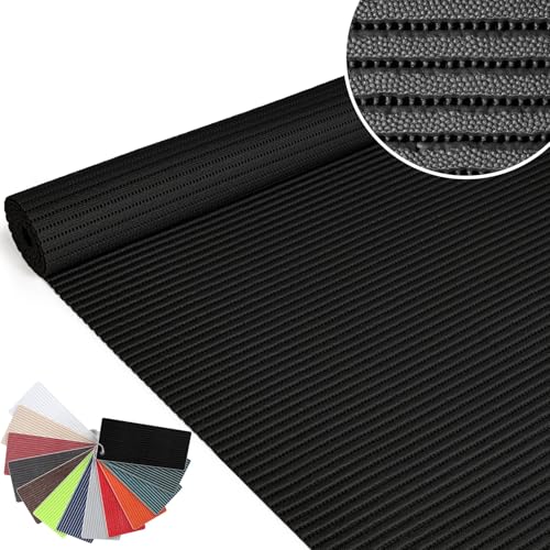 ANRO Badematte Weichschaummatte Badvorleger Badläufer rutschfest Weichschaum Duschvorleger Schwarz 65x1000cm (10M) von ANRO