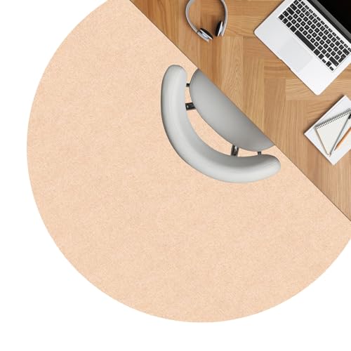 ANRO Bodenschutzmatte Bürostuhl Unterlage Schreibtischstuhl Unterlage Bürostuhl Teppich rutschfeste Bodenmatte für Parkett und Hartböden selbsthaftend Nemesis Rund 120cm Creme von ANRO