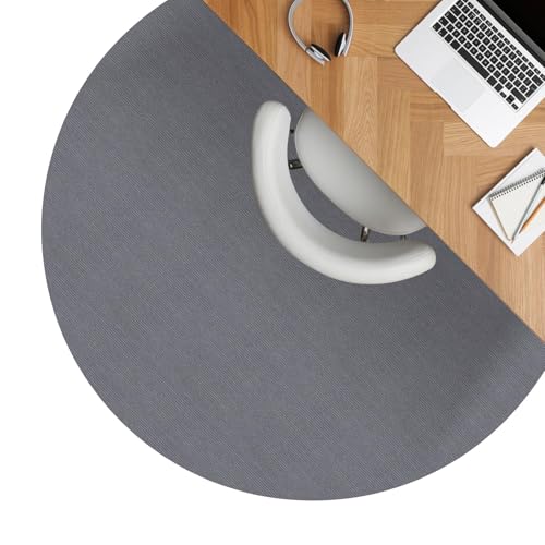 ANRO Bodenschutzmatte Bürostuhl Unterlage Schreibtischstuhl Unterlage Bürostuhl Teppich rutschfeste Bodenmatte für Parkett und Hartböden selbsthaftend Nemesis Rund 90cm Grau von ANRO