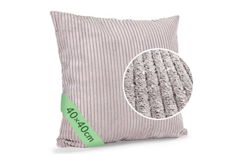 ANRO Dekokissen Kissenhülle MIT oder OHNE Füllung Kissenbezug Zierkissen, Kissenüberzug ohne Füllung Cordsamt 40x40cm Einfarbig Grau von ANRO