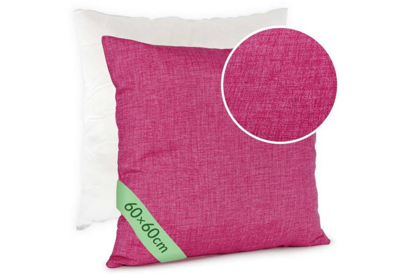 ANRO Dekokissen Kissenhülle MIT oder OHNE Füllung Kissenbezug Zierkissen, Kissenhülle in 60x60cm mit Füllung Fuchsia von ANRO