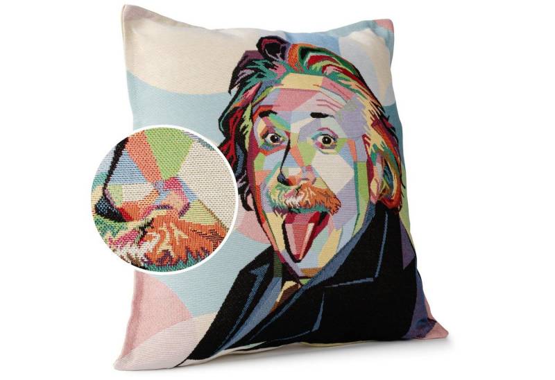 ANRO Dekokissen Kissenhülle MIT oder OHNE Füllung Kissenbezug Zierkissen, Kissenüberzug ohne Füllung Gobelin 45x45cm Albert Einstein bunt von ANRO