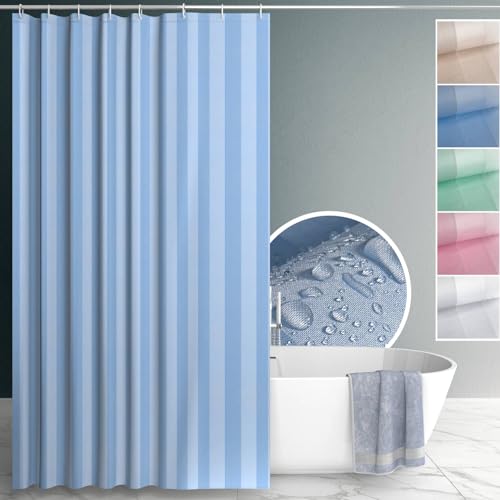 ANRO Duschvorhang Badewanne Vorhang Duschvorhänge Waschbar mit Duschvorhangringe Haken Textile Vorhänge aus Stoff 100% Polyester wasserdicht Hellblau 180x200cm ANRO Duschvorhang Badewanne Vorhang Duschvorhänge Waschbar mit Duschvorhangringe Haken Textile Vorhänge aus Stoff 100% Polyester wasserdicht Hellblau 180x200cm von ANRO