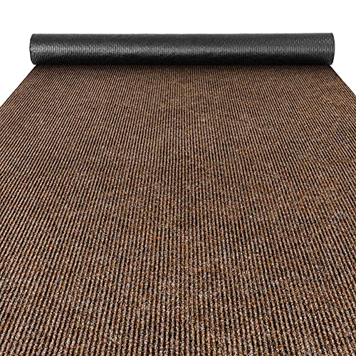 ANRO Flurläufer Schmutzfangmatte Sauberlaufmatte Teppich Läufer Schmutzfangläufer Metwerware gerippt Dunkelbraun 100x1000cm (10M) von ANRO