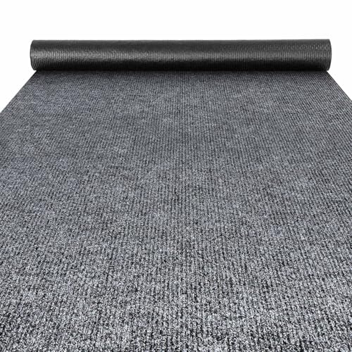 ANRO Flurläufer Schmutzfangmatte Sauberlaufmatte Teppich Läufer Schmutzfangläufer Metwerware gerippt Grau 100x500cm von ANRO