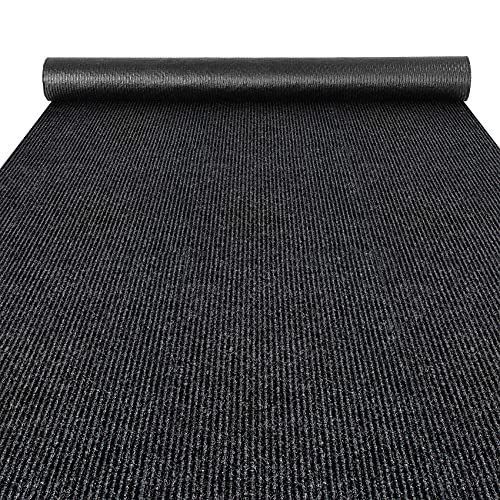 ANRO Flurläufer Schmutzfangmatte Sauberlaufmatte Teppich Läufer Schmutzfangläufer Metwerware gerippt Schwarz 100x1000cm (10M) von ANRO