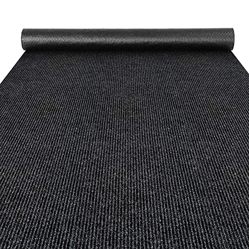 ANRO Flurläufer Schmutzfangmatte Sauberlaufmatte Teppich Läufer Schmutzfangläufer Metwerware gerippt Schwarz 100x160cm von ANRO