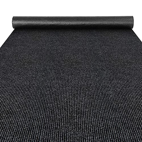 ANRO Flurläufer Schmutzfangmatte Sauberlaufmatte Teppich Läufer Schmutzfangläufer Metwerware gerippt Schwarz 100x240cm von ANRO