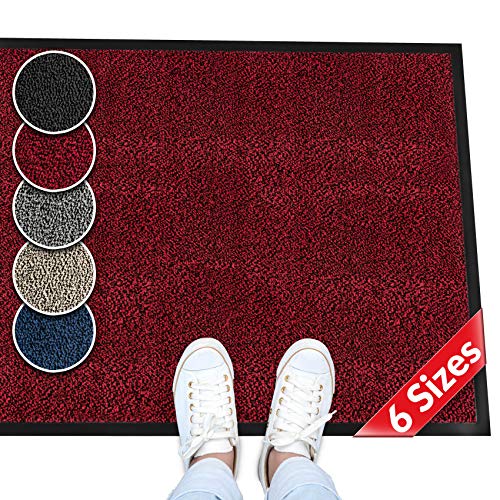ANRO Fußmatte Schmutzfänger rutschfeste Bodenmatte Teppich waschbar und wasserfest Rot Schmutzfangmatte 40x60cm von ANRO