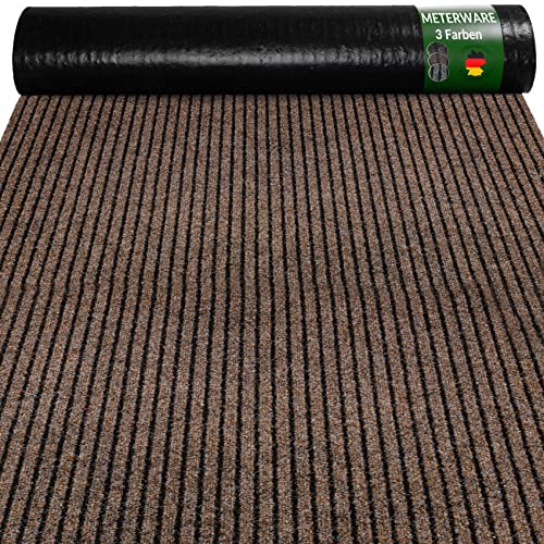 ANRO Schmutzfangmatte Mischa Teppich Läufer Meterware rutschfest & zuschneidbar | Indoor Outdoor Fußmatte Flur Gewerbe Büro Gastronomie Keller Mischa Braun 200x100cm von ANRO