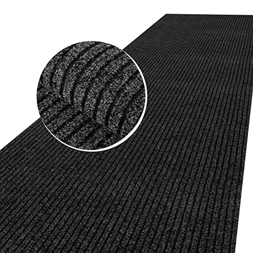 ANRO Fußmatte Schmutzfangmatte Teppich Läufer Flur Sauberlaufmatte Meterware Indoor Outdoor Eingang Rollenware Mischa Schwarz 140x100cm von ANRO