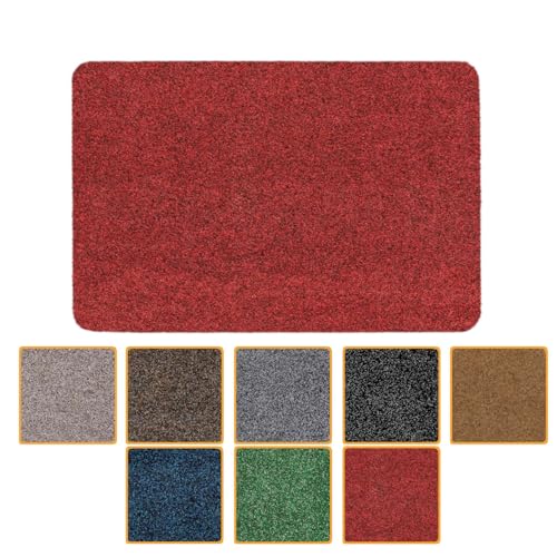 ANRO Fußmatte Schmutzfangmatte waschbar wasserdicht robust Schmutzfänger für Eingang, Haustür, Flur, Küche, Schlafzimmer Poet 40x60cm Carpet Rot von ANRO