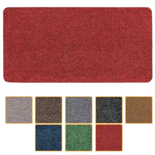 ANRO Fußmatte Schmutzfangmatte waschbar wasserdicht robust Schmutzfänger für Eingang, Haustür, Flur, Küche, Schlafzimmer Poet 40x80cm Carpet Rot von ANRO