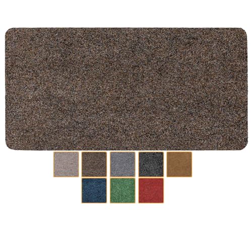 ANRO Fußmatte Schmutzfangmatte waschbar wasserdicht robust Schmutzfänger für Eingang, Haustür, Flur, Küche, Schlafzimmer Poet Größe 40x80cm Carpet Hellbraun von ANRO