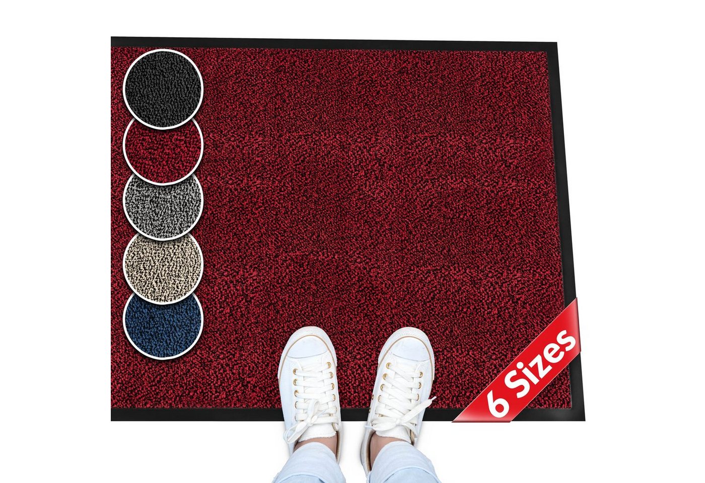 ANRO Fußmatte Türvorleger Schmutzfangmatte Nebraska, eckig, Höhe: 6 mm, Robust Größe 90x150cm von ANRO