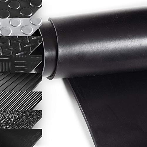 ANRO Gummimatte Schutzmatte Meterware Bodenmatte Glatt beidseitig Gummiläufer 100cm Breit 3mm stark Schwarz 100 x 100cm von ANRO
