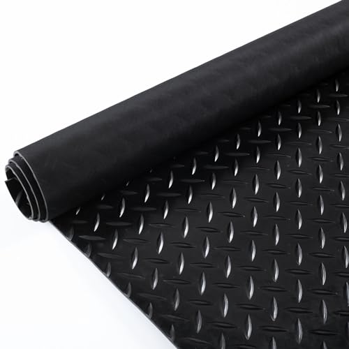 ANRO Gummimatte Schutzmatte Meterware Bodenmatte Tränenblech Gummiläufer 100cm Breit 3mm stark Schwarz 260 x 100cm von ANRO