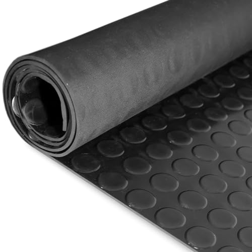 ANRO Gummimatte Schutzmatte Noppenmatte Bodenmatte mit Noppen Gummiläufer 120cm Breit 3mm stark Schwarz 120 x 120cm von ANRO