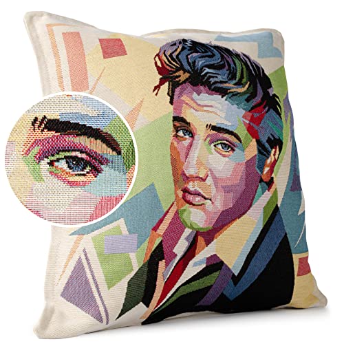 ANRO Kissenbezug Dekokissen Kissen Sofakissen Kissenbezüge Kissenhülle Gobelin Motiv Elvis Presley 45x45cm mit Füllung von ANRO