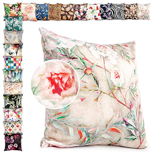 ANRO Kissenbezug Kissenhülle Kissen Deko-Kissen Sofa Kissen Couch Kissen Flowers 40x40cm ohne Füllung von ANRO