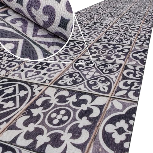 ANRO Küchenläufer Teppich Läufer Küchenteppich Flur Läufer Küche awaschbar pflegeleicht Fliesen 240x65cm von ANRO