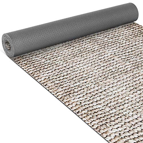 ANRO Küchenläufer Teppich Läufer gewebt Muster Geflecht Beige Creme 65x260cm Viele Größen/Muster von ANRO