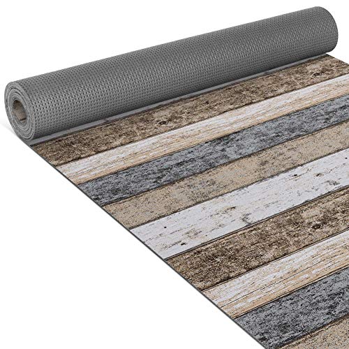 ANRO Küchenläufer Teppich Läufer gewebt Muster Holz Braun 65x350cm Viele Größen/Muster von ANRO
