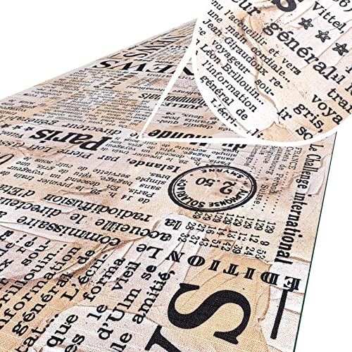 ANRO Küchenteppich Küchenläufer Teppich Läufer Küche abwischbar rutschfest Design Newspaper 140 x 52cm von ANRO