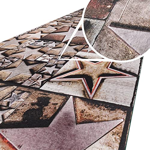ANRO Küchenteppich Küchenläufer Teppich Läufer Küche abwischbar rutschfest Design Star 120 x 52cm von ANRO