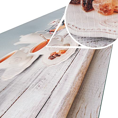 ANRO Küchenteppich Küchenläufer Teppich Läufer Küche abwischbar rutschfest Design Teezeit 100 x 52cm von ANRO