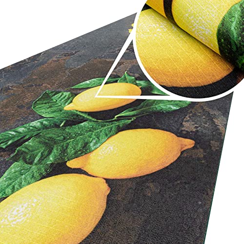 ANRO Küchenteppich Küchenläufer Teppich Läufer Küche waschbar rutschfest Limoncello Abwaschbar 220 x 52cm von ANRO